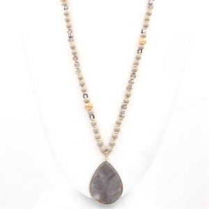 Wood Bead Long Necklace